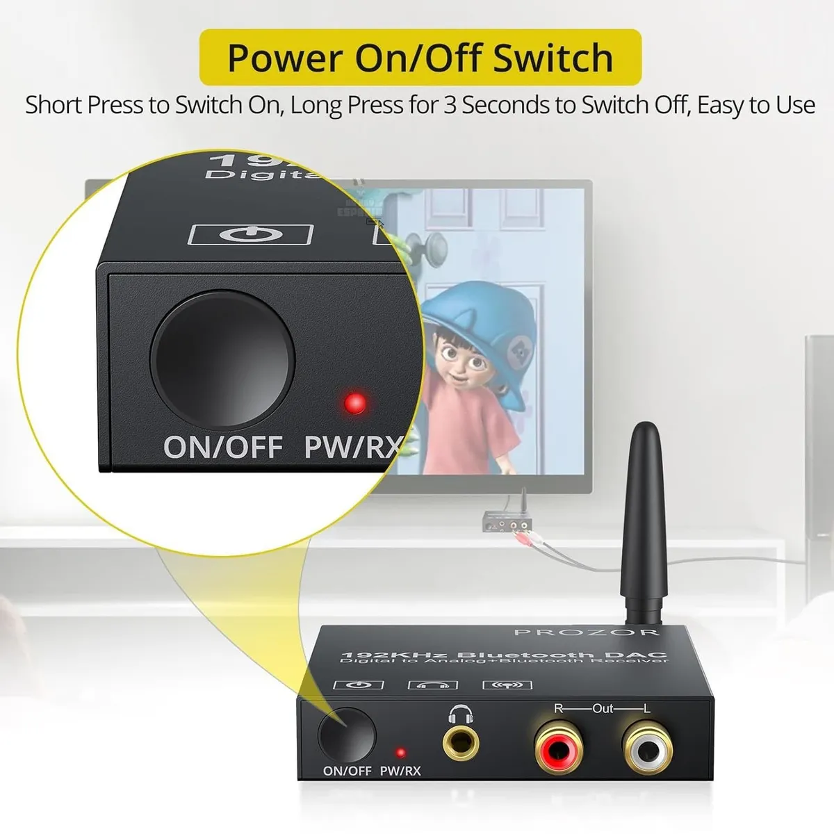 AUDIO SOLUTIONS - Dac Receptor Bluetooth PROZOR Audio Digital Analogo 192khz Estéreo