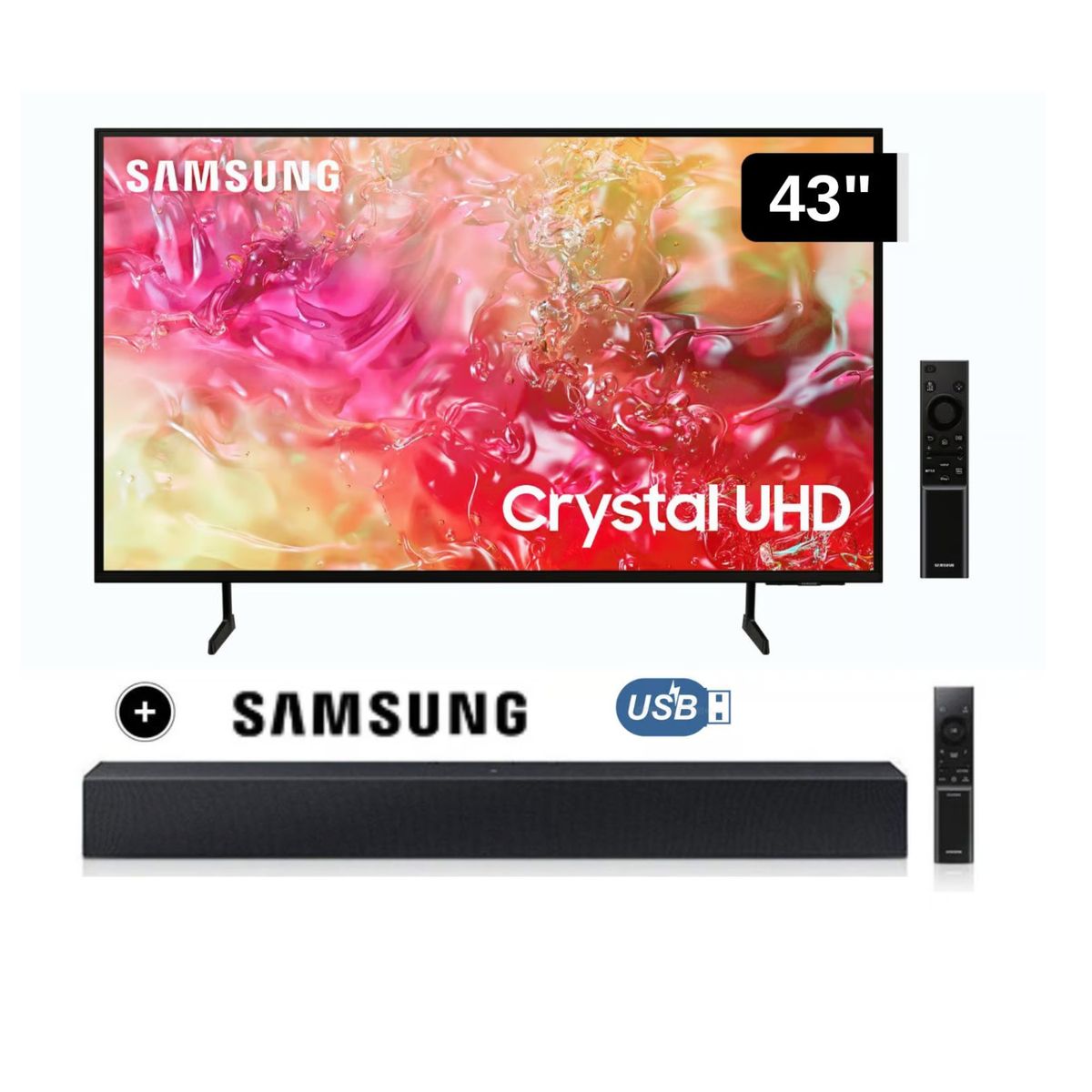 SAMSUNG - Televisor Samsung LED 43 Crystal UHD 4K 43DU7000 Tizen OS Smart TV + Soundbar HW C400