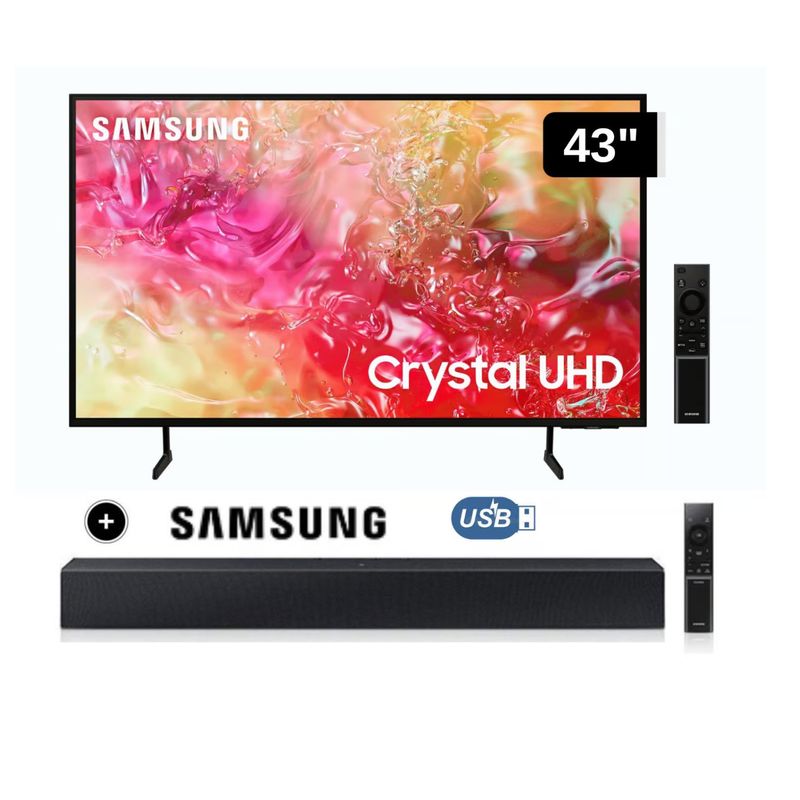 SAMSUNG - Televisor Samsung LED 43 Crystal UHD 4K 43DU7000 Tizen OS Smart TV + Soundbar HW C400