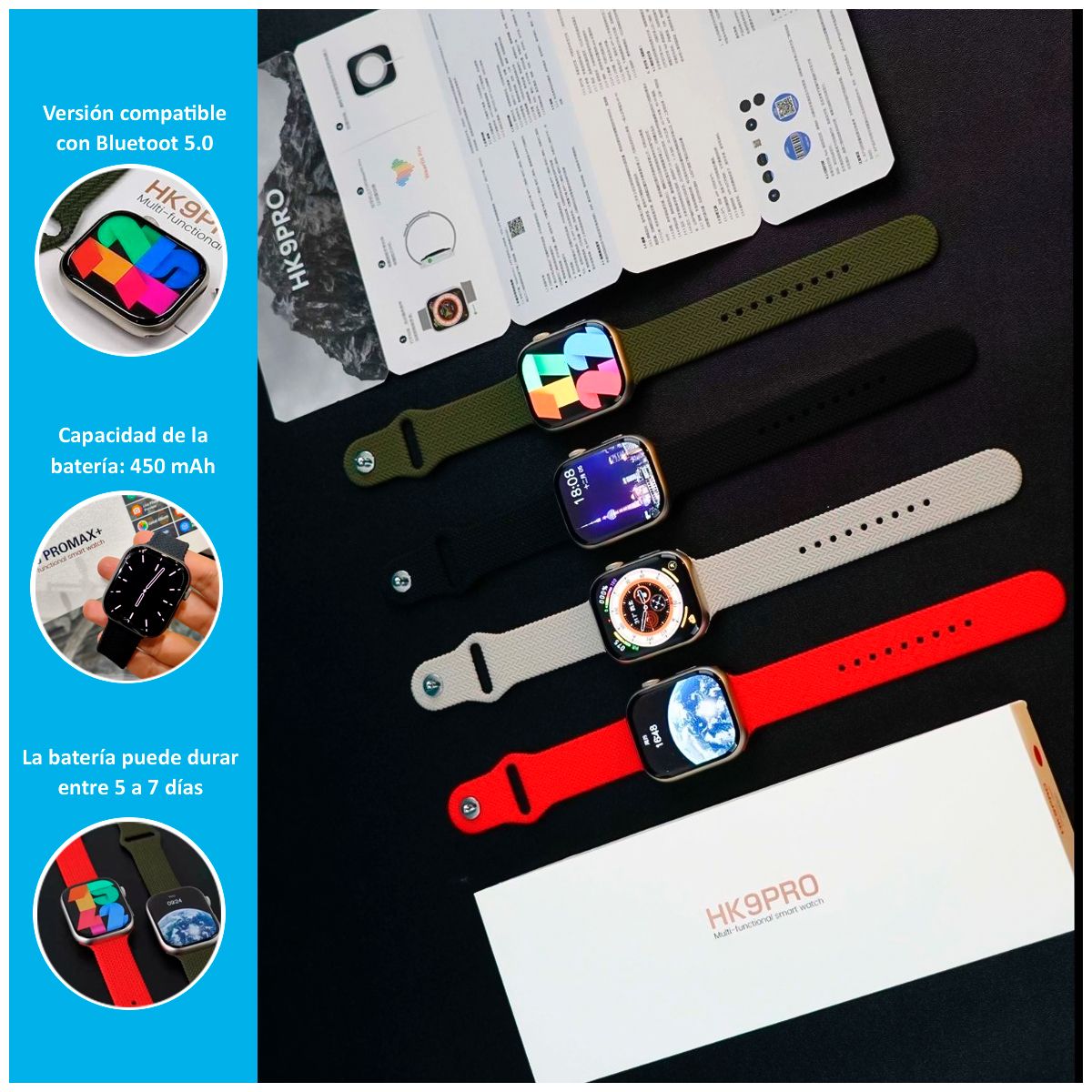 GENERICO - Smartwatch HK9 Pro Max con Pantalla Amoled Gris