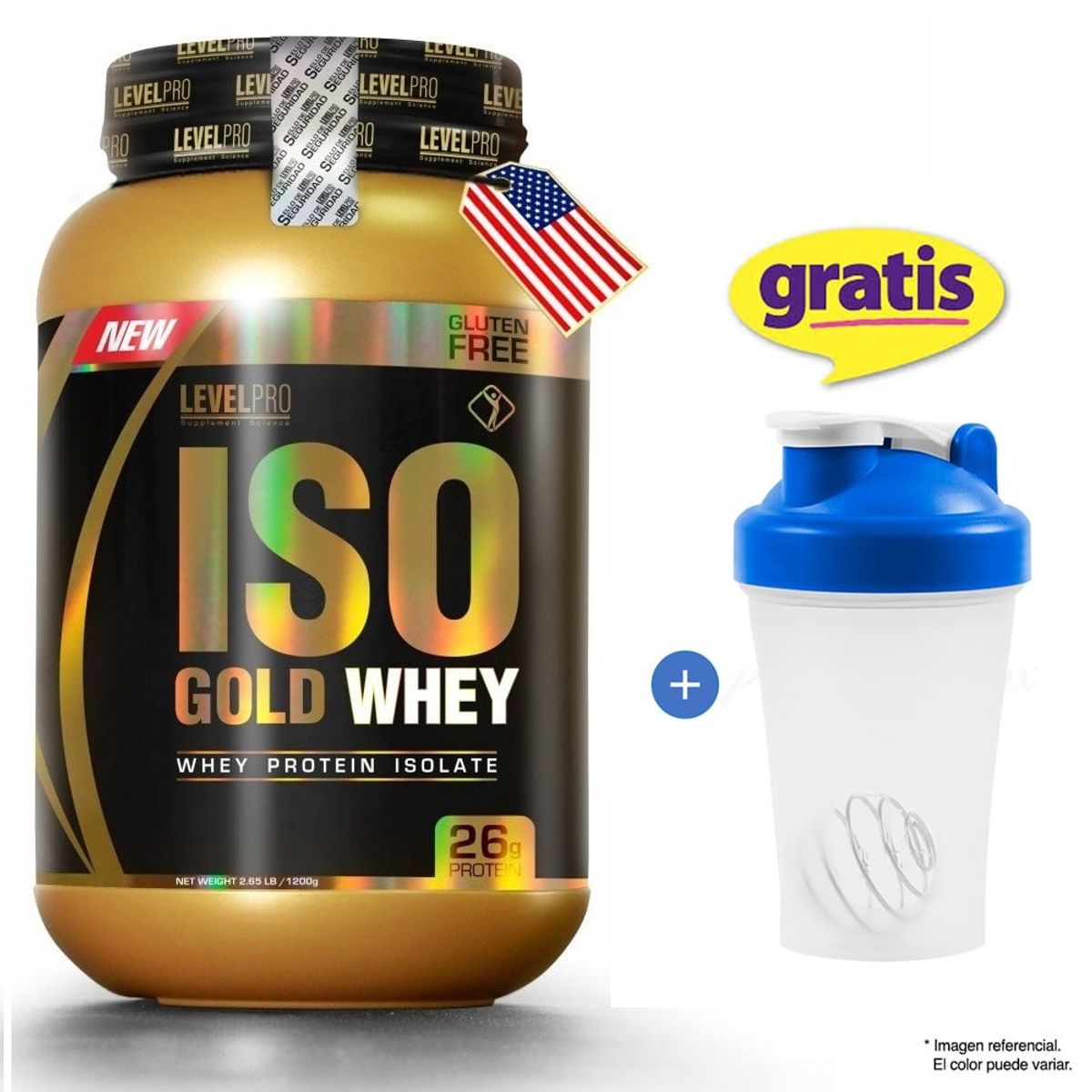 LEVEL PRO - Proteína Isolate Iso Gold Whey 1.1 KG Vainilla