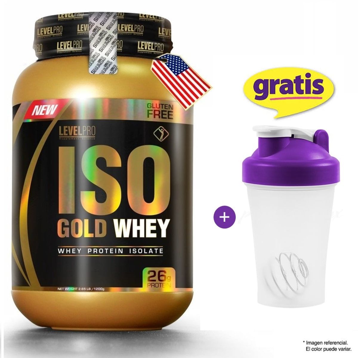 LEVEL PRO - Proteína Level Pro Iso Gold Whey 1.1 kg Chocolate + Shaker