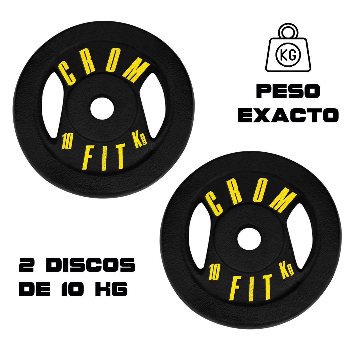 HOLGU - 2 Discos 10kg Peso Exacto Usar en Barras Manubrios Poleas