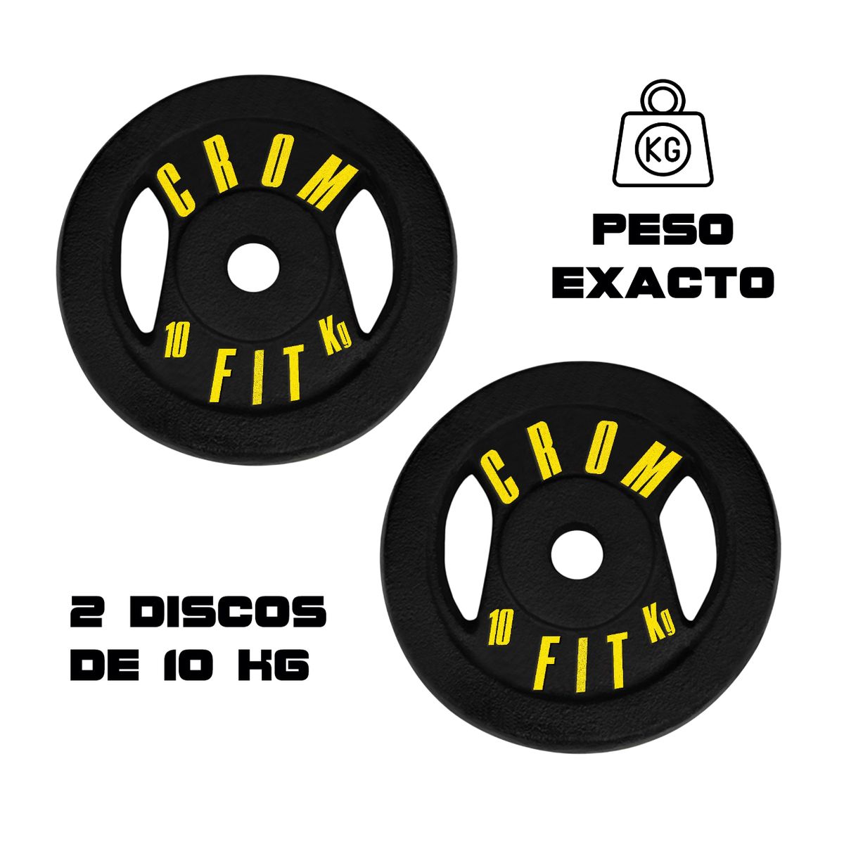 HOLGU - 2 Discos 10kg Peso Exacto Usar en Barras Manubrios Poleas