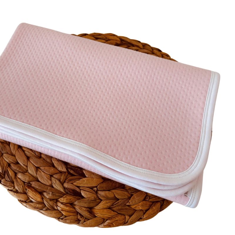 WAWA PIMA - MANTA JACKARD ROSADO CON BORDE BLANCO