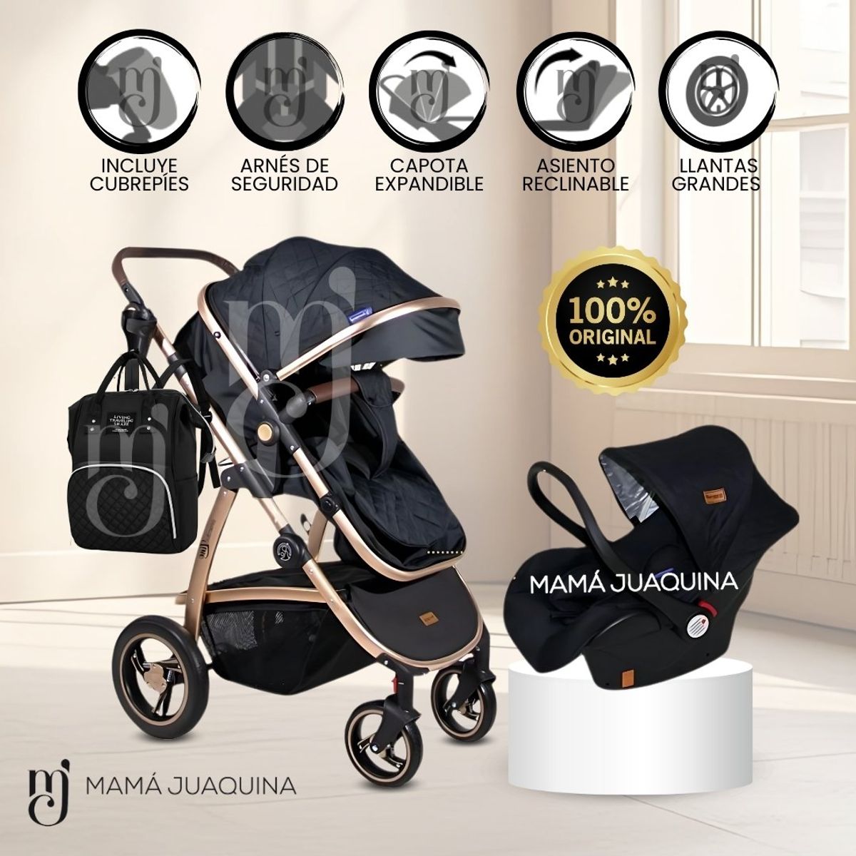 BABY - Coche Moisés Travel System «SPEED PRINCE» Porta bebé Black