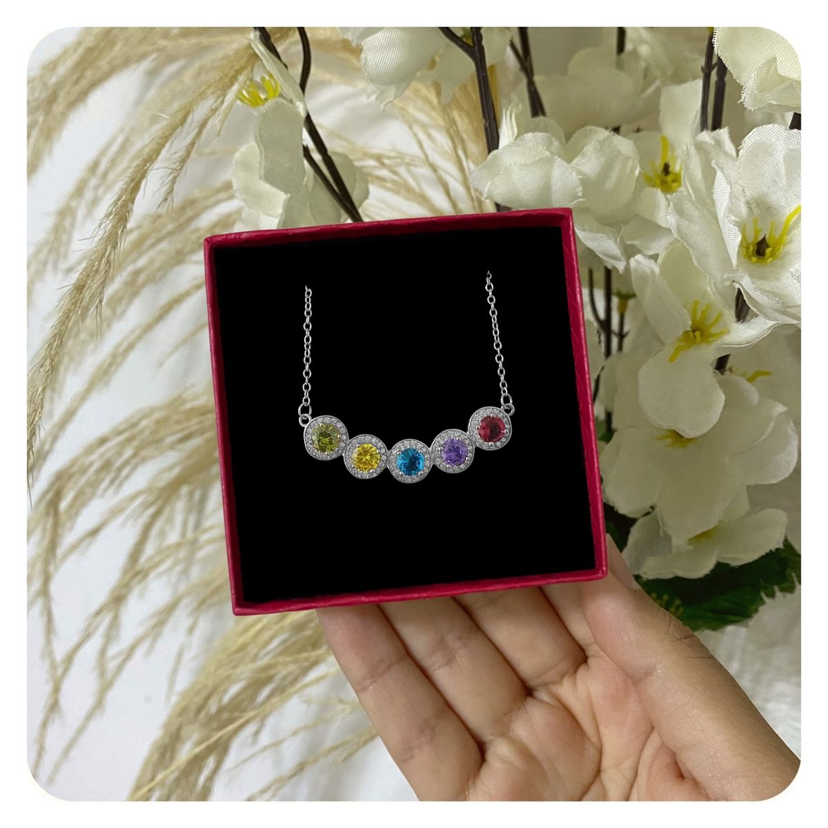 GENERICO - Collar Circonitas Colores Regalo Día De La Madre Plata 925