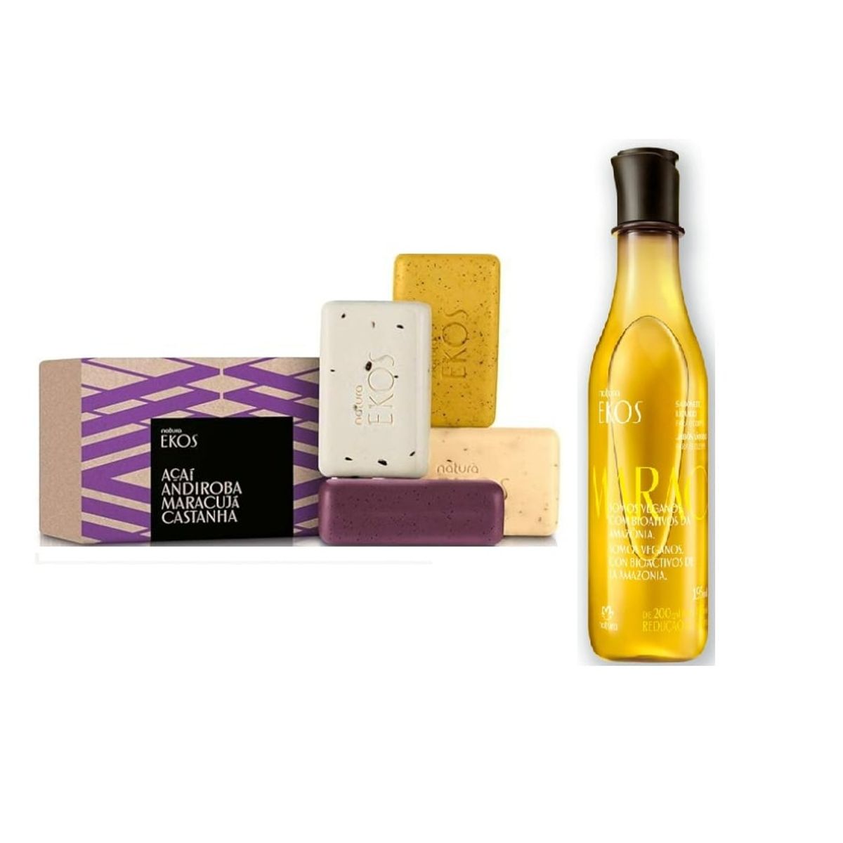 NATURA - 1 caja Jabones en barra y 1 jabón liquido corp EKOS Natura