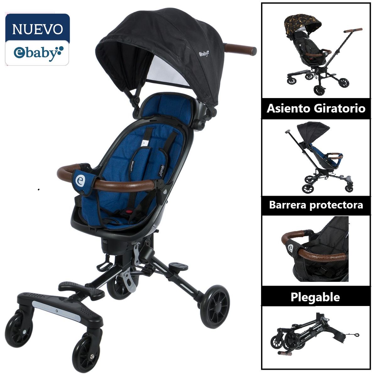 EBABY - Coche de Paseo Plegable Giratorio Ebaby EASY TRAVEL AZ