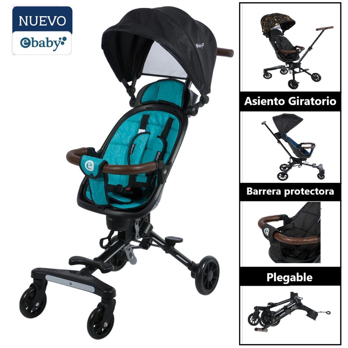 EBABY - Coche de Paseo Plegable Giratorio Ebaby EASY TRAVEL VR