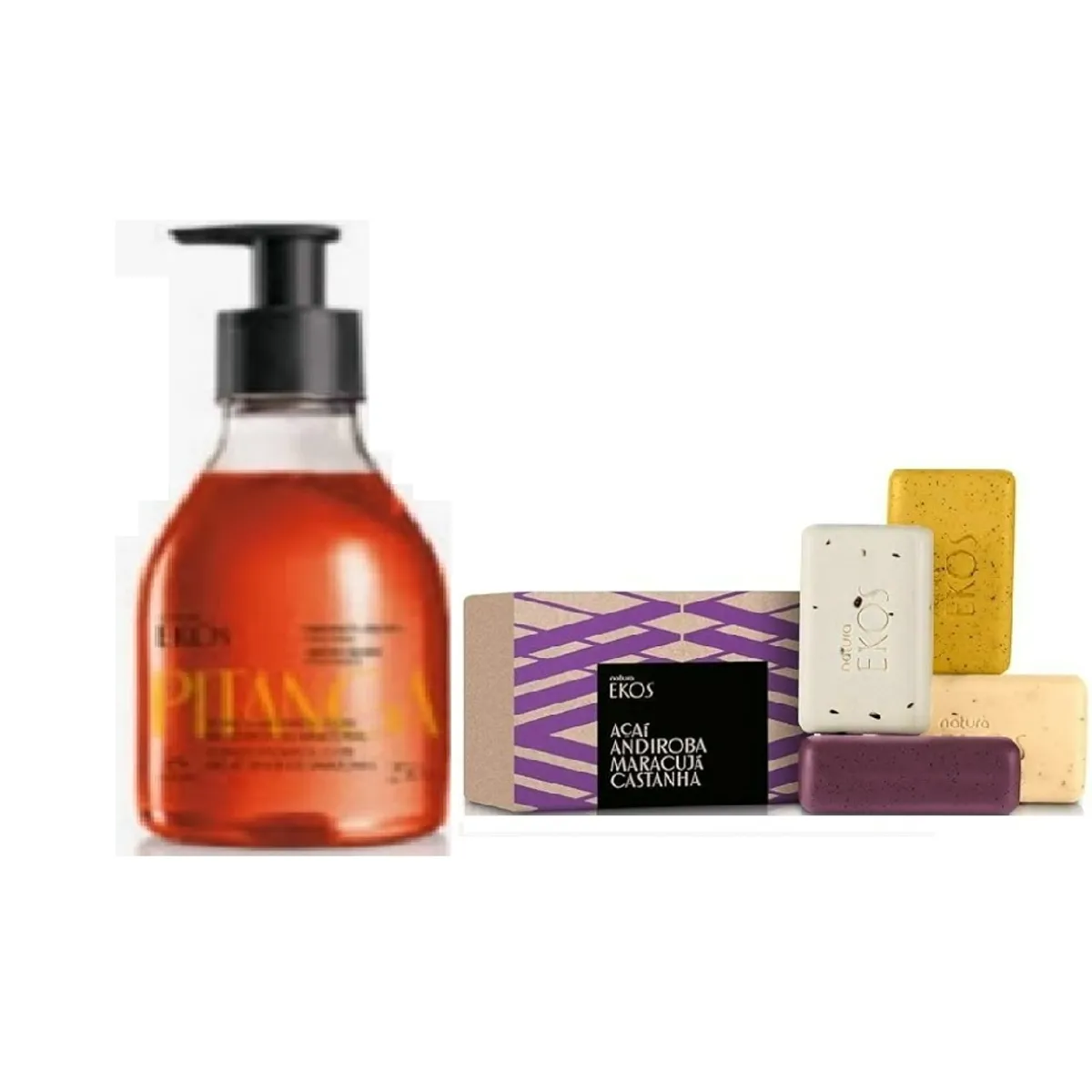 Natura - 1 caja Jabones exfoliantes en barra y 1 jabon liquido EKOS Natura