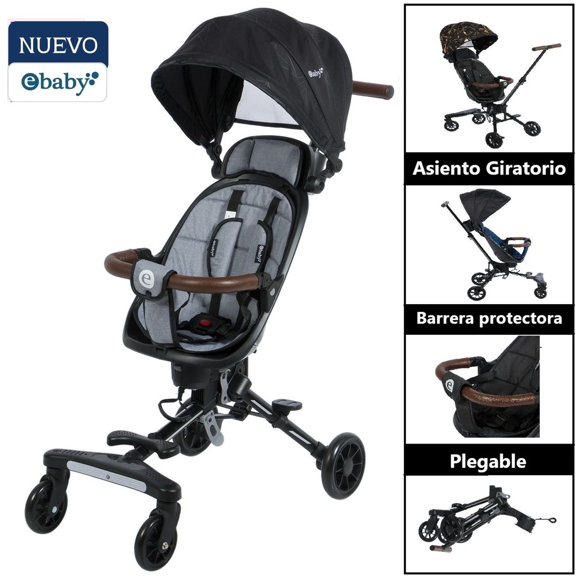 EBABY - Coche de Paseo Plegable Giratorio Ebaby EASY TRAVEL GR