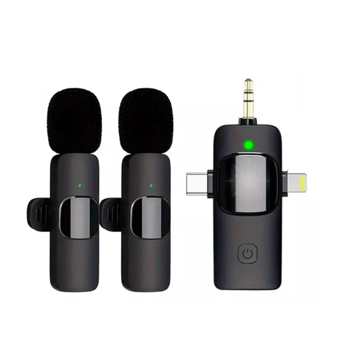 GENERICO - Doble Micrófono Solapero K15 Tipo C Lightning y Auxiliar