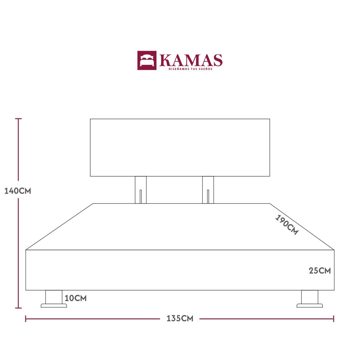 KAMAS - DORMITORIO KAMAS 2 PLAZAS SAFYNNTE + CABECERA EMPERATRIZ - PLOMO