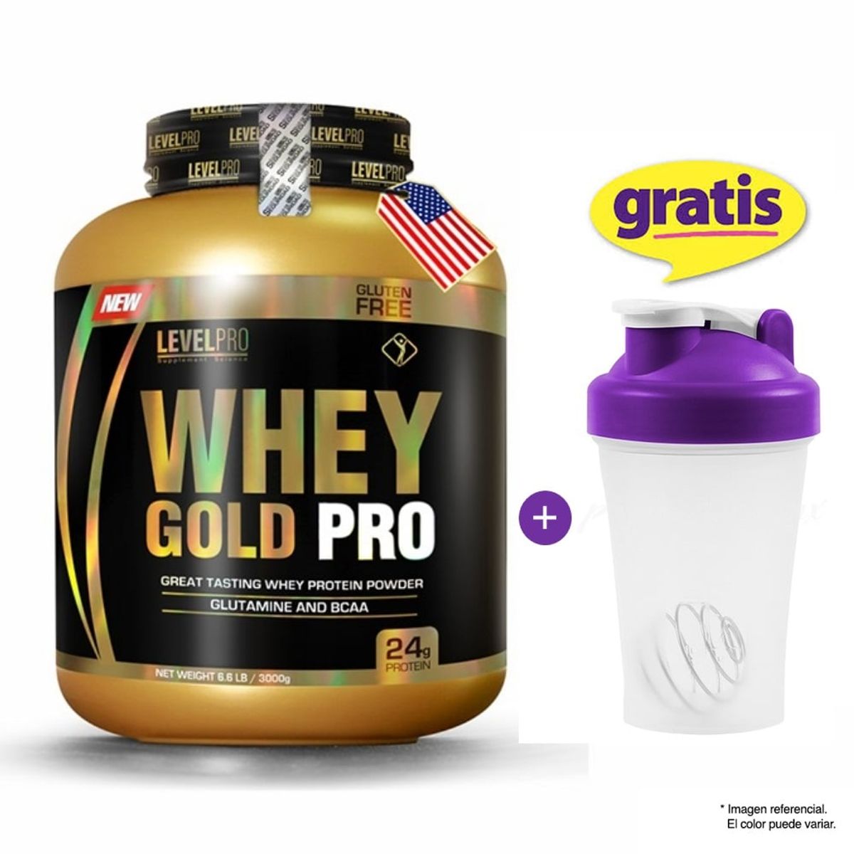 LEVEL PRO - Proteína Level Pro Whey Gold Pro 3Kg Vainilla