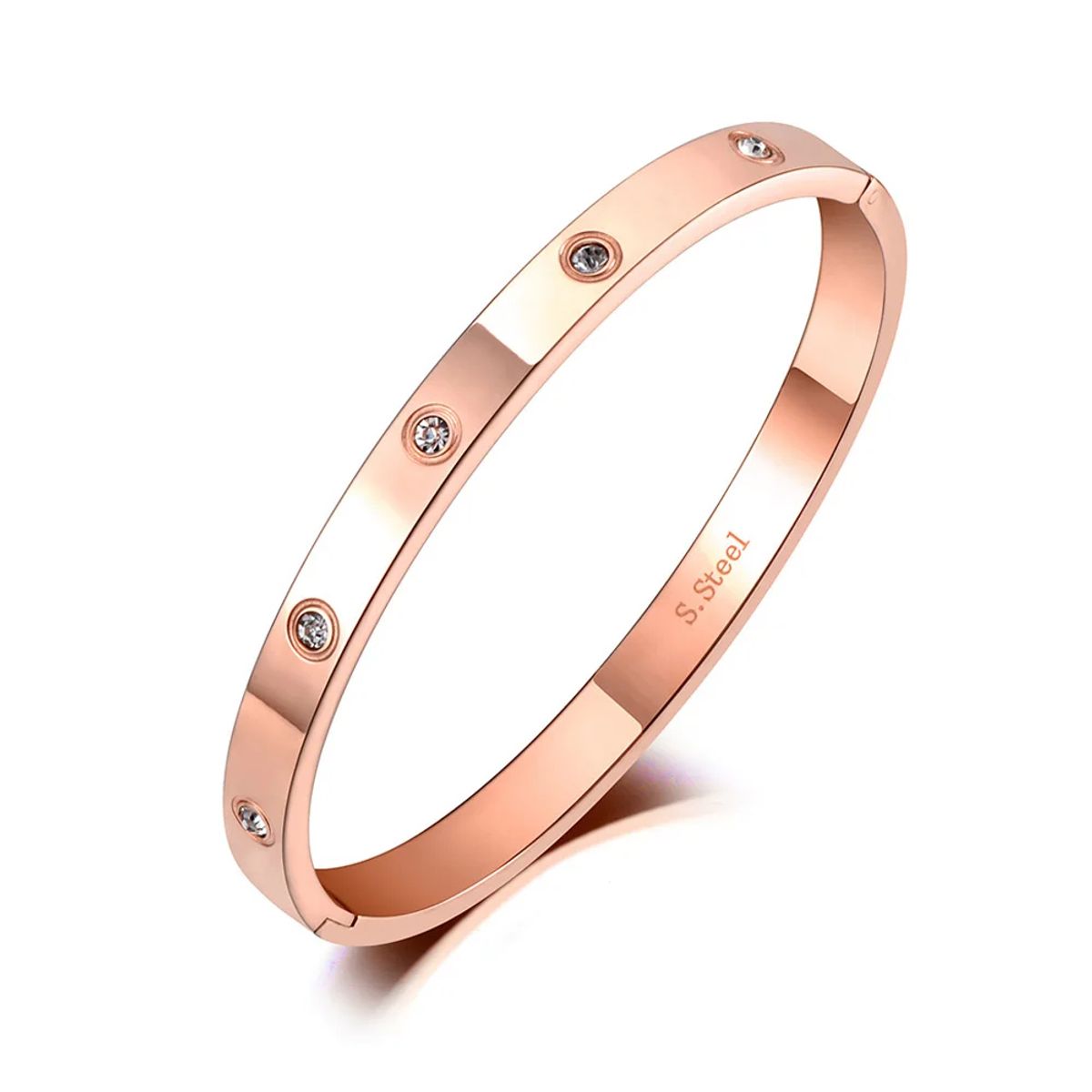 GENIEKA - Brazalete Cristales Dorado Rosa Gold Rose Mujer Pulsera Regalo Genieka