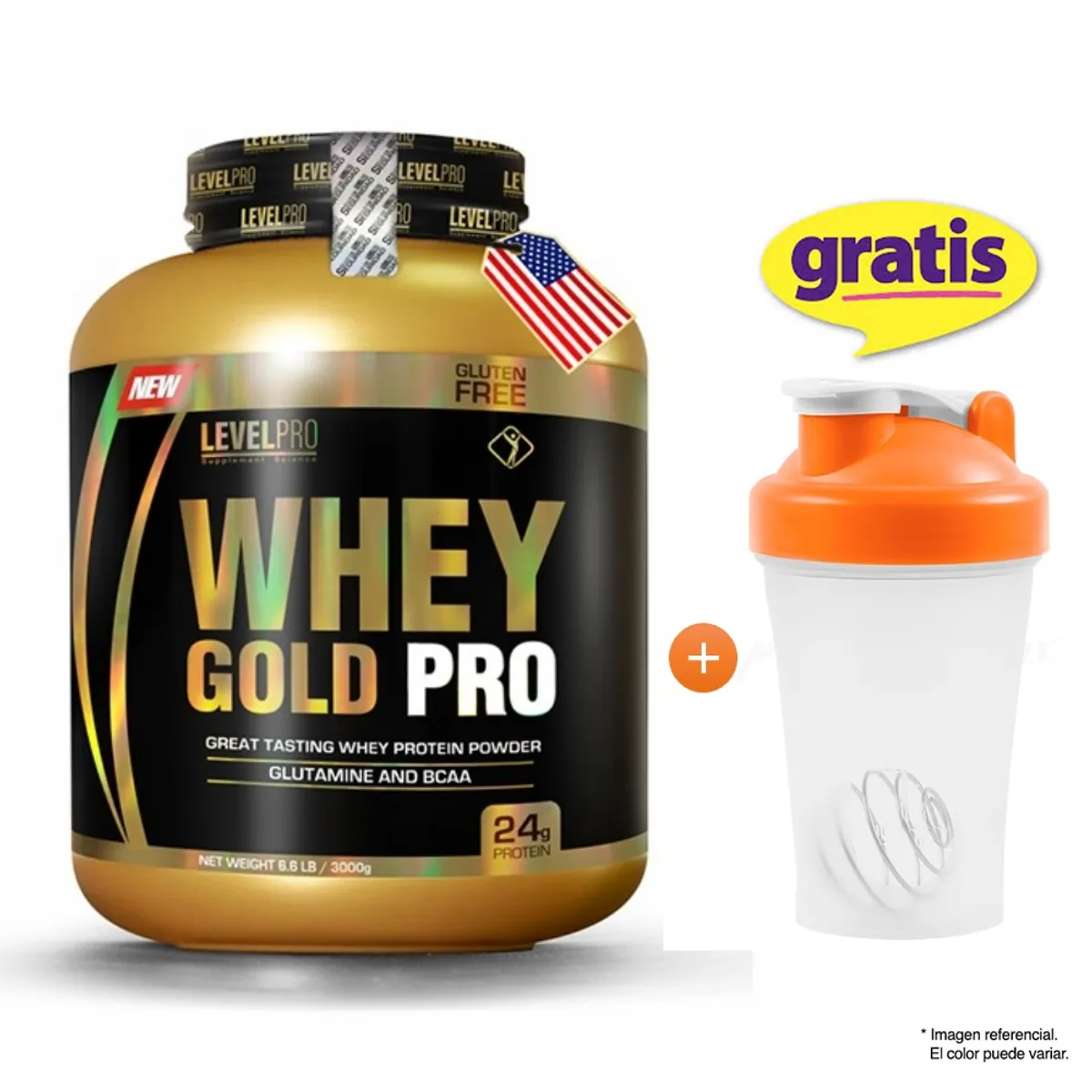 LEVEL PRO - LEVEL PRO WHEY GOLD PRO 6.6 LIBRAS VAINILLA + SHAKER