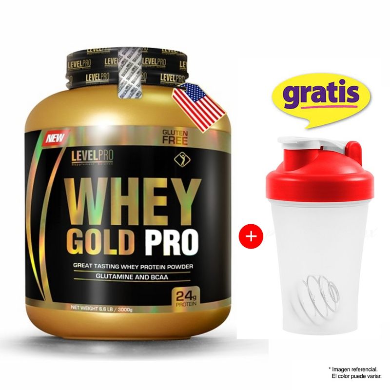 LEVEL PRO - Suero de Leche Level Pro Whey Gold Pro 3 kg Vainilla + Shaker
