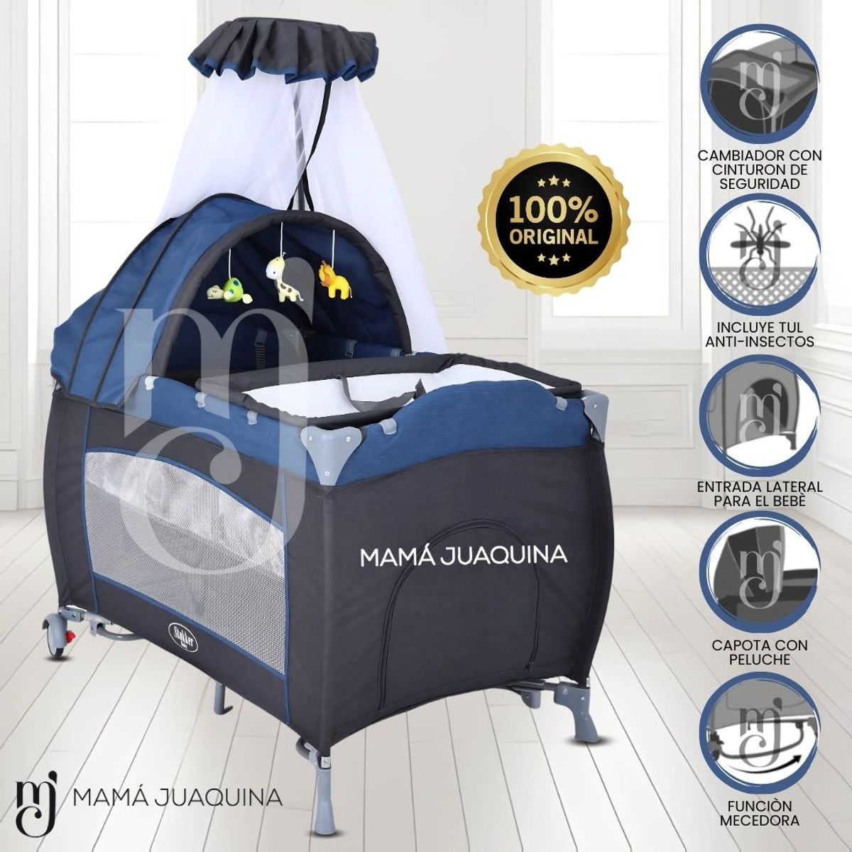 BABY - Cuna Corral «VIENA STOKKER» 2 en 1 Blue
