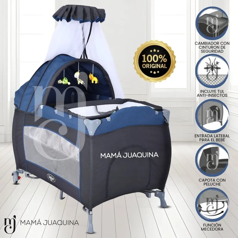 BABY - Cuna Corral «VIENA STOKKER» 2 en 1 Blue