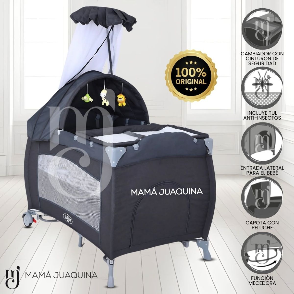 BABY - Cuna Corral «VIENA STOKKER» 2 en 1 Gray