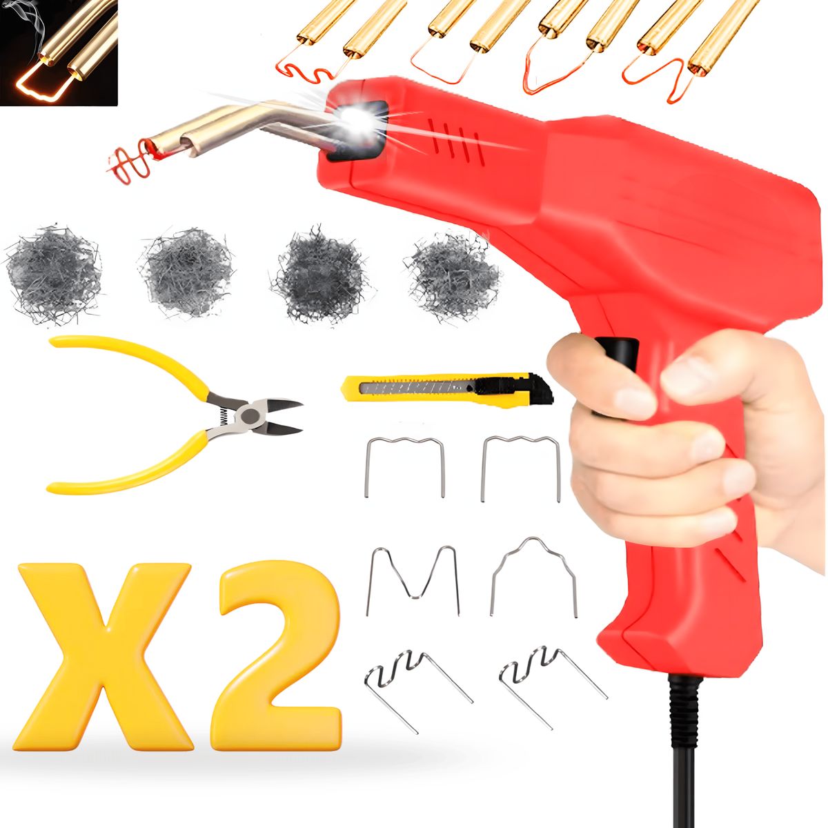 ROSH - Pack x2 Soldador de Plástico  Doble Potencia en Reparación