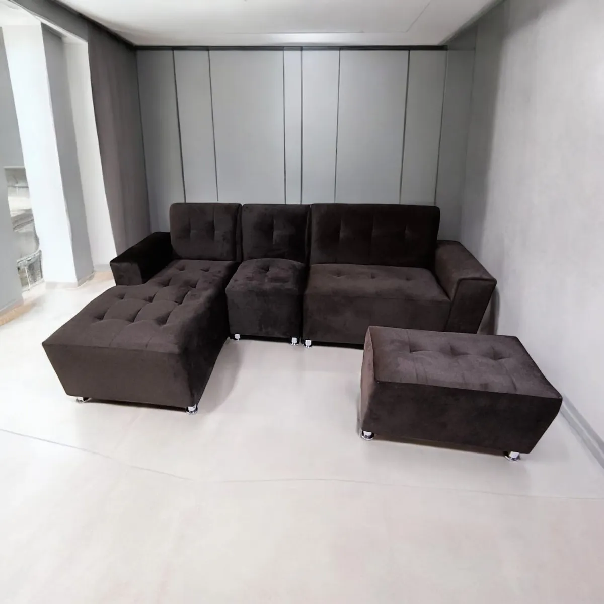 GENERICO - Mueble seccional L-CAMA CHOCOLATE 5 COJINES