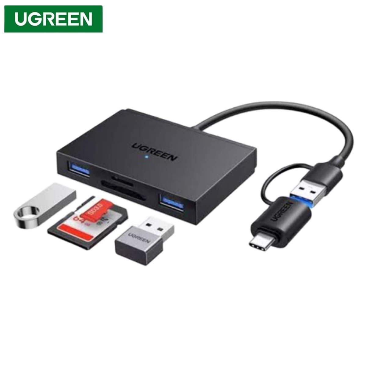 UGREEN - HUB USB 3.0 CON LECTOR DE MEMORIA UGREEN CM812