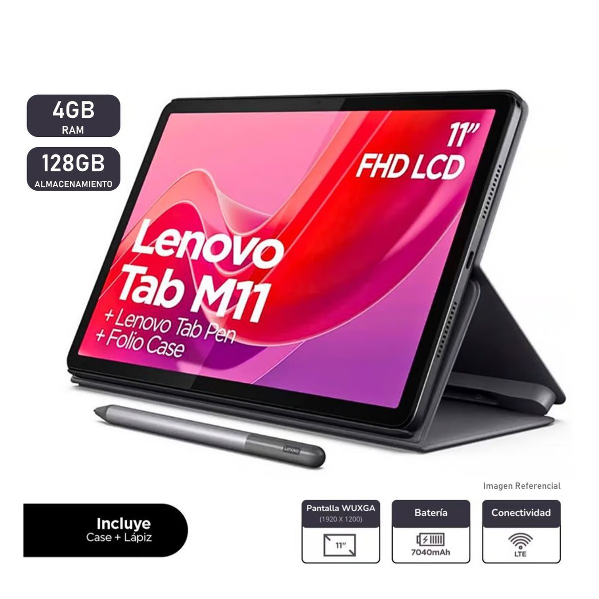 LENOVO - Tablet Lenovo Tab M11 WIFI 128GB 4GB IPS OCTA - CORE Lapiz + Funda
