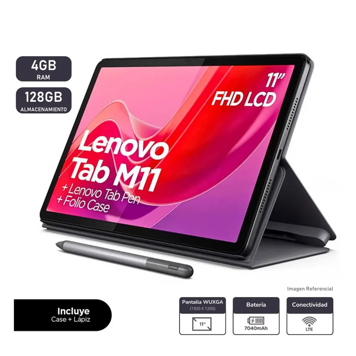 LENOVO - Tablet Lenovo Tab M11 WIFI 128GB 4GB IPS OCTA - CORE Lapiz + Funda