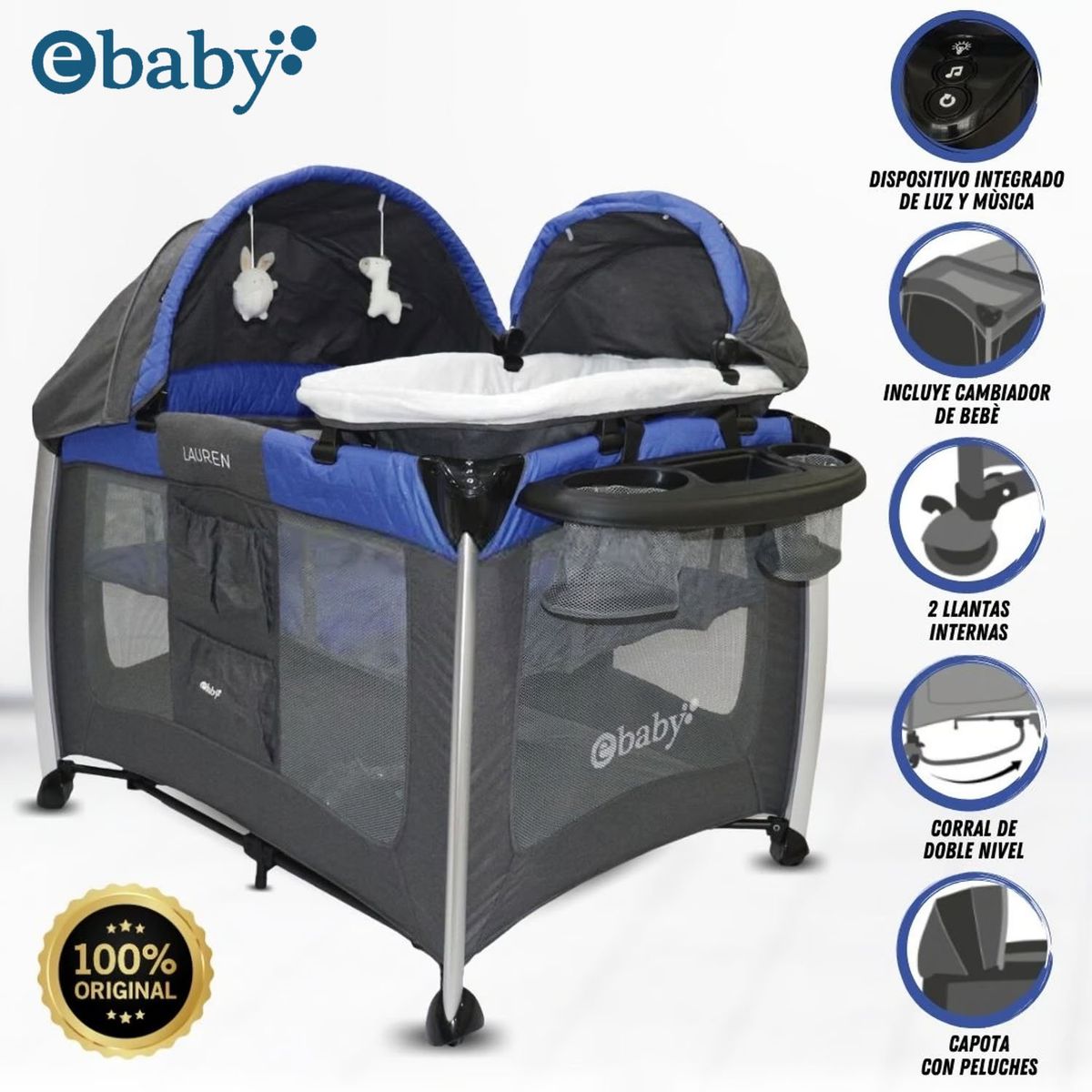 EBABY - Cuna Corral de Lujo MALASIA Blue