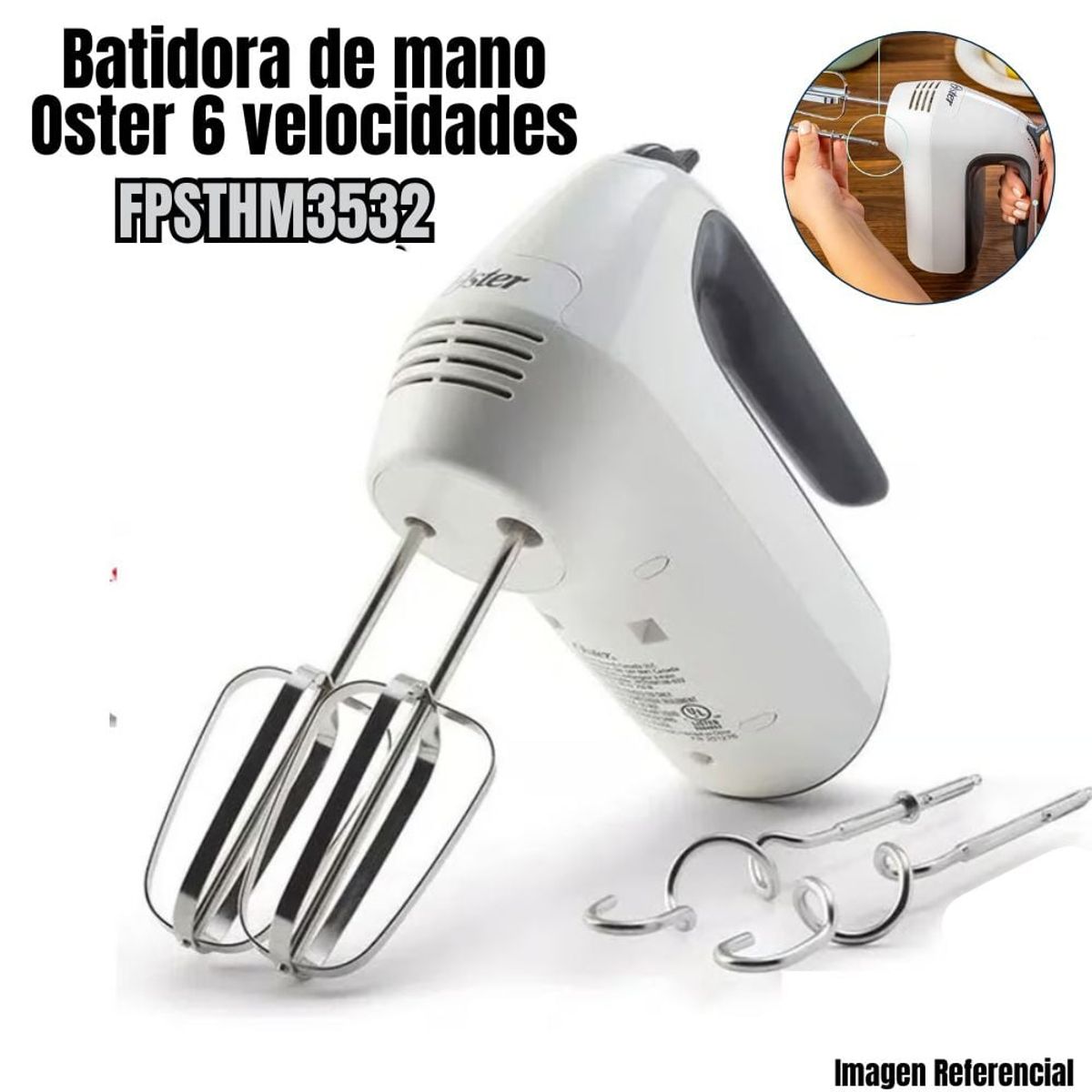 OSTER - Batidora de Mano Oster con 6 velocidades + Función Turbo - FPSTHM3532