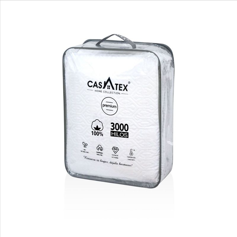 CASATEX - Set Cubrecama + Juego de Sábanas Queen 100% Algodón