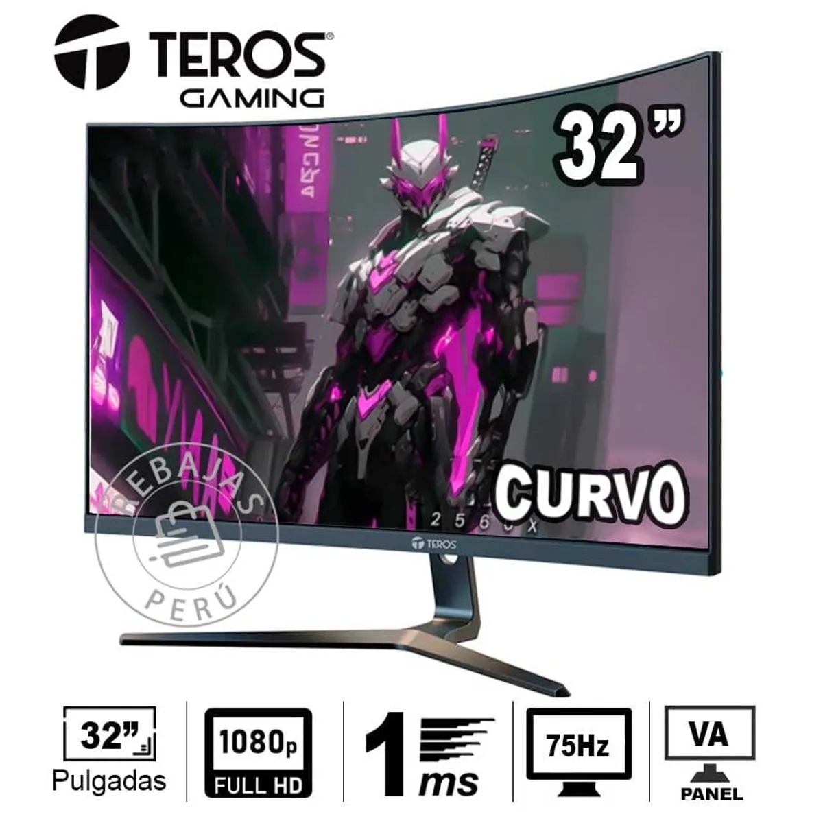 TEROS GAMING - Monitor Curvo TEROS TE-3251S 315 QHD VA 75Hz 1ms HDMI DisplayPort
