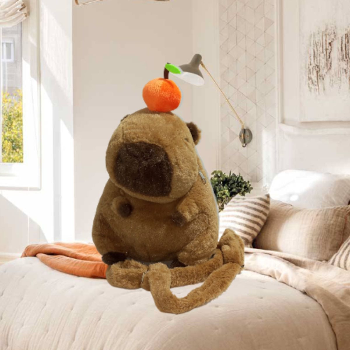 GENERICO - MOCHILA MORRAL BOLSO Y PELUCHE CAPIBARA 4 EN 1 HIPOALERGÉNICO 40CM