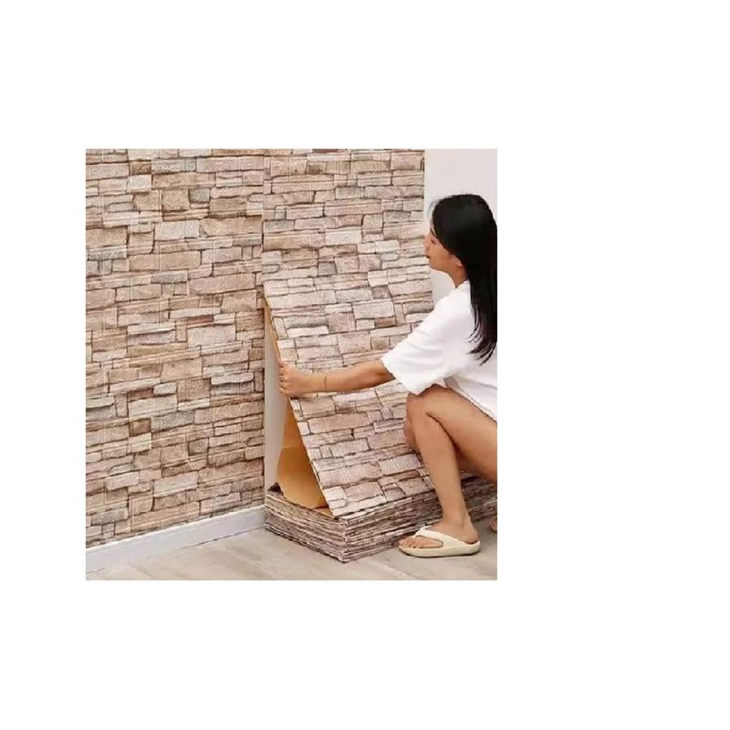 GENERICO - Pack 10 Piezas  Lamina Papel Mural Autoadhesivo 3d Ladrillo