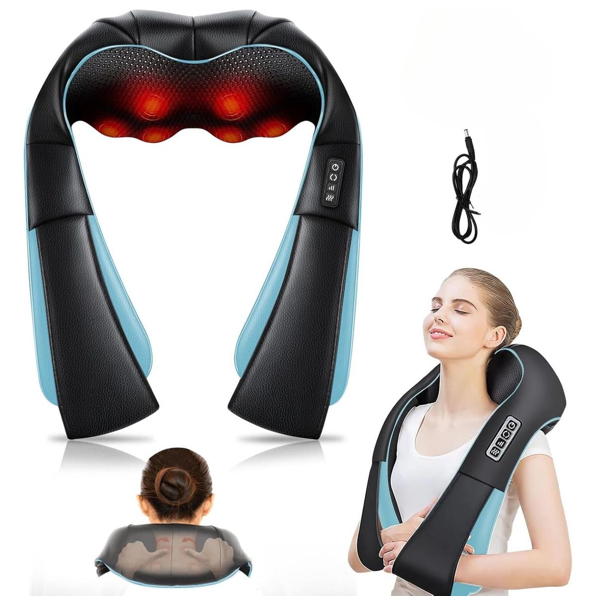 VICTORIA - Masajeador de Cuello y Espalda con 8 Rodillos y Calor Infrarrojo