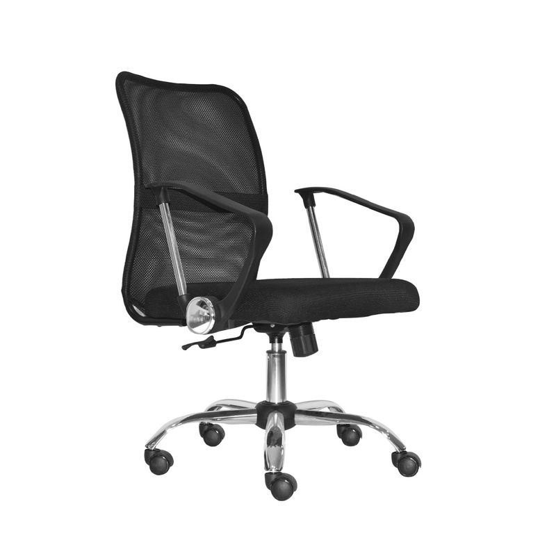 BONNO - Sillón Ejecutivo Dubai Be Malla Negra Base Cromada Bonno