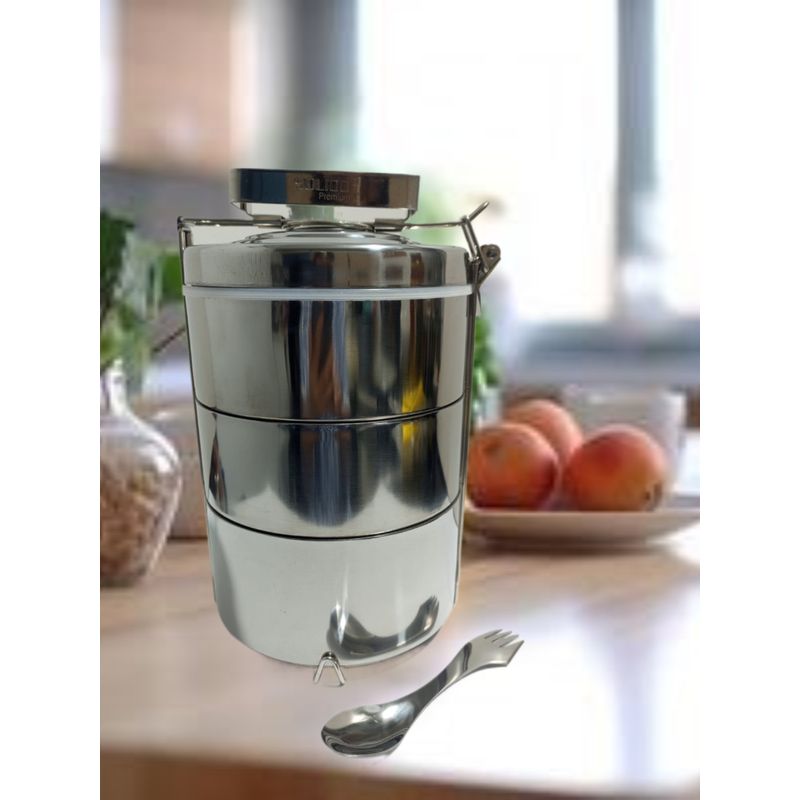 GENERICO - FIAMBRERA PORTAVIANDAS TÉRMICO ACERO INOXIDABLE Y CUCHARA MULTIFUNCIÓN