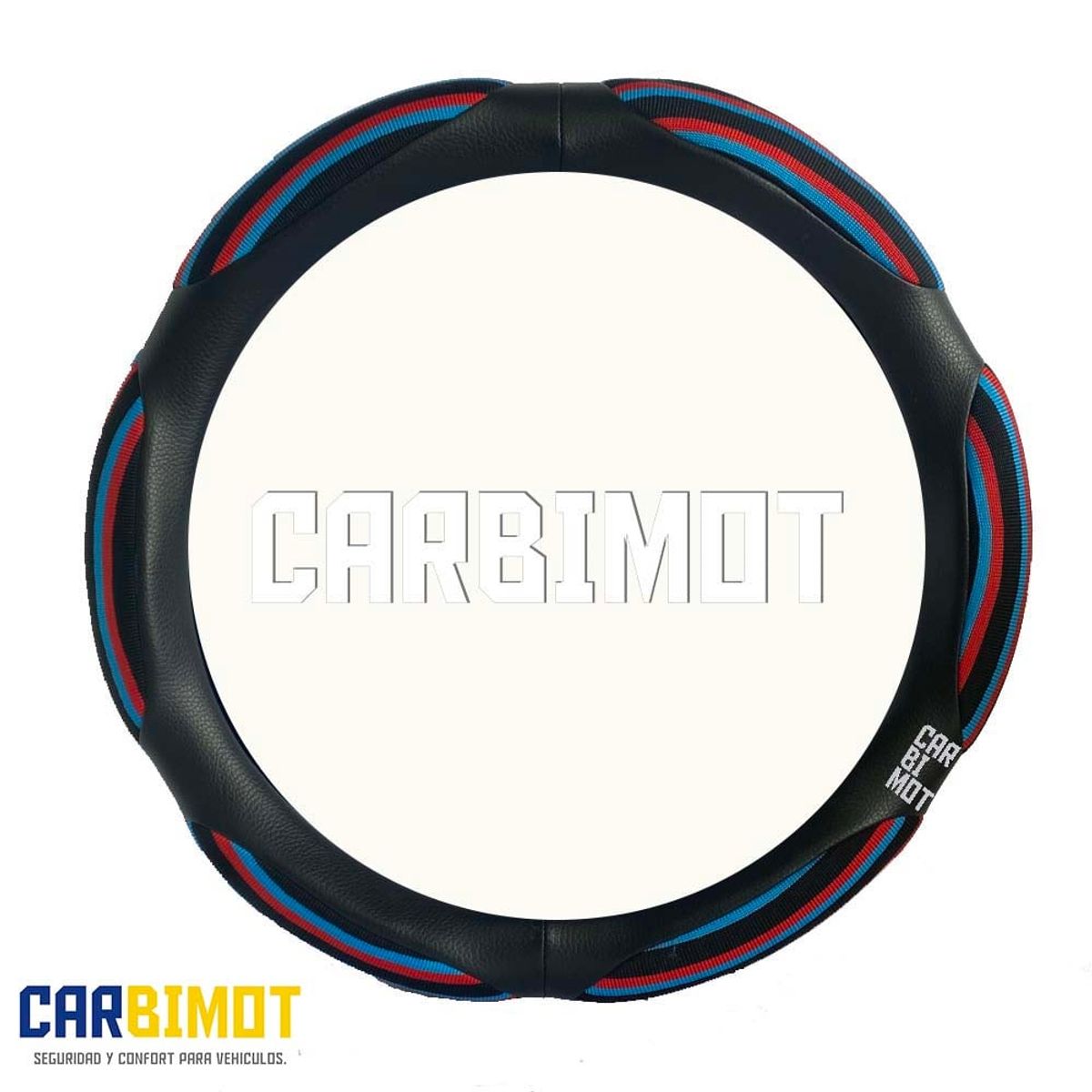 UNIVERSAL - Funda cobertor cubre volante timón vehicular negro azul