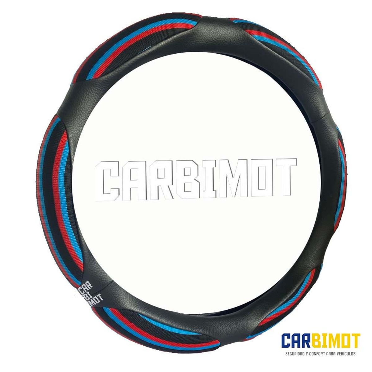 UNIVERSAL - Funda cobertor cubre volante timón vehicular negro azul