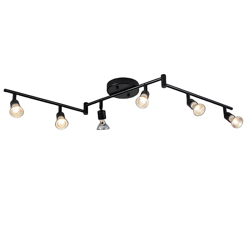 MMDH - Foco de techo E27 negro plegable para salón PEA310-6B