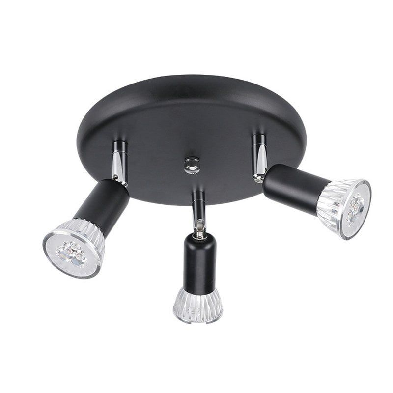 MMDH - Negro Ronda Cocina Baño GU10 Foco Luz De Techo PEA316-R3B