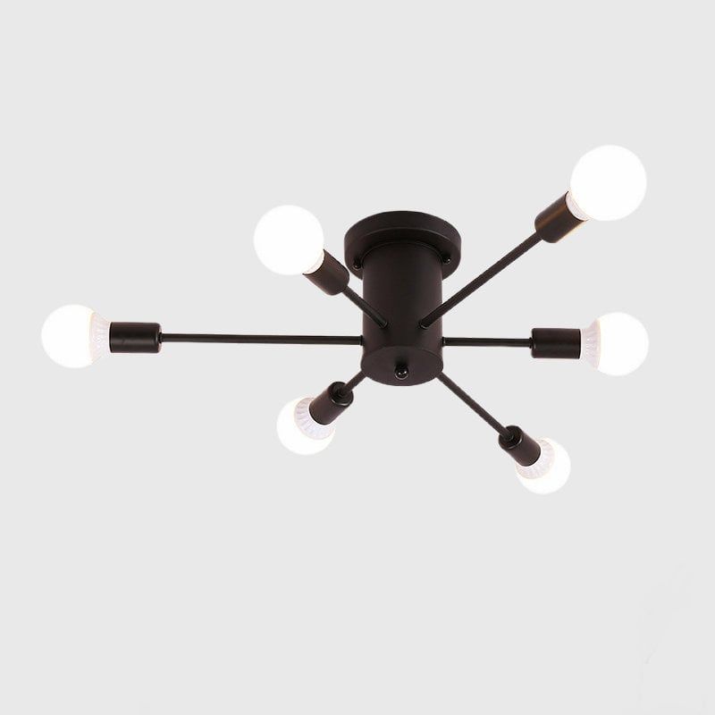 MMDH - Plafón LED moderno y sencillo para dormitorio en negro PEA326-6B