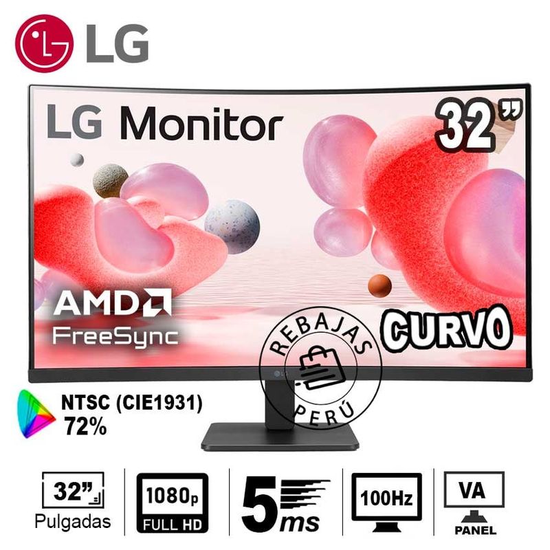 LG - Monitor Curvo LG 32MR50C 32” FHD 100Hz FreeSync HDMI VGA