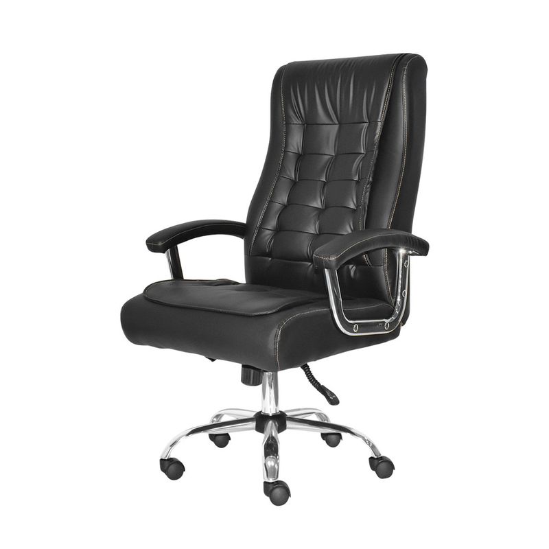 OFIDEAS - Silla Giratoria de Oficina Presidencial Shiny Negro Con Hilo Dorado Ofideas