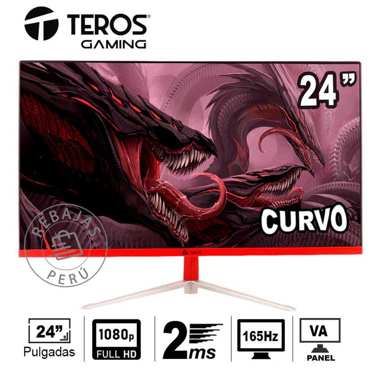 TEROS GAMING - Monitor Curvo Gaming TEROS TE-2471G 24” FHD 165Hz 2ms HDMI DP