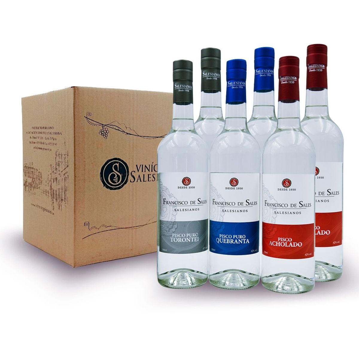 FRANCISCO DE SALES - Pisco Francisco de Sales Six Pack Mix x 700 ml.