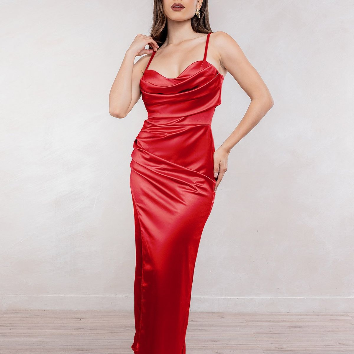 ARMA TU LOOK - VESTIDO LARGO CHARLOTTE DRAPEADO DE LYCRA BRILLANTE ARMA TU LOOK