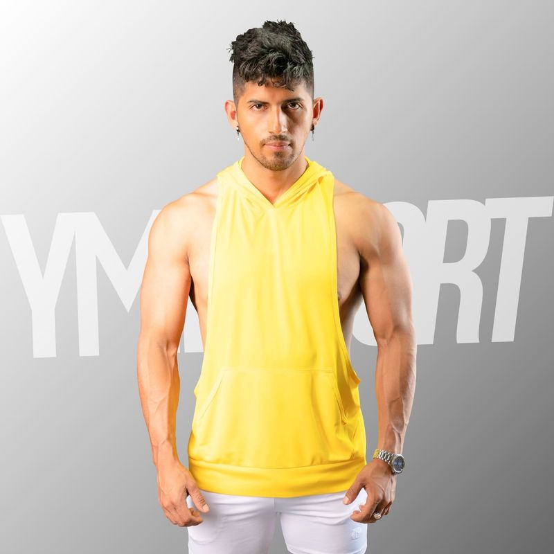 Tank Top con Capucha Entrenamiento Hombre BVD GYM Amarillo YML
